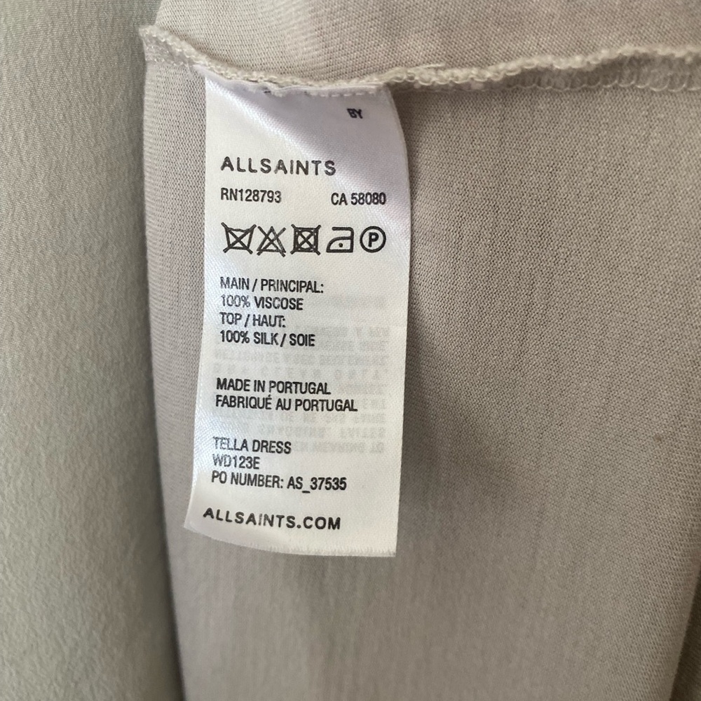 ALL SAINTS Sleeveless Silk & Viscose Tella High-Low Gray Midi Dress Size 2 - Picture 6 of 6
